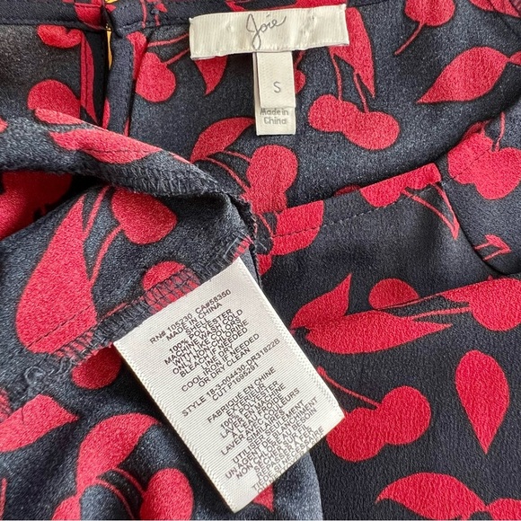 Joie Arryn B Elastic Drop Waist Cherry Print Fruits Blouson Mini Dress S - Picture 10 of 10